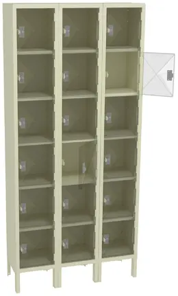 Eighteen Clear Storage Lockers with Legs - C-Thru