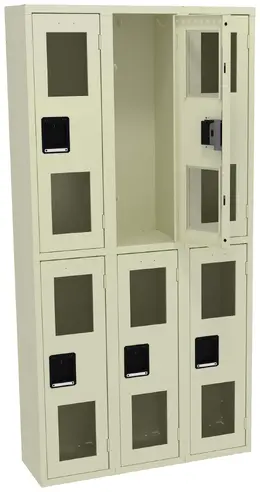 Three Dual-Tier Clear Lockers - C-Thru