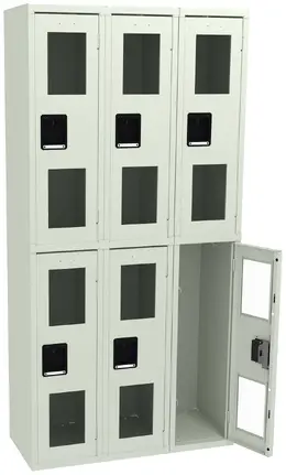 Three Dual-Tier Clear Lockers - C-Thru