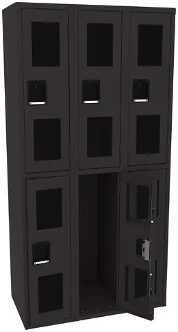 Three Dual-Tier Clear Lockers - C-Thru