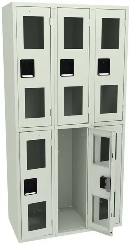 Three Dual-Tier Clear Lockers - C-Thru