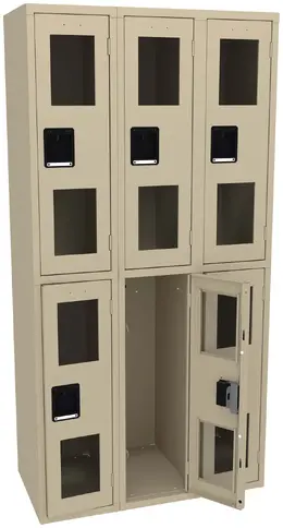 Three Dual-Tier Clear Lockers - C-Thru
