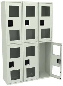 Three Dual-Tier Clear Lockers - C-Thru