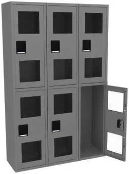 Three Dual-Tier Clear Lockers - C-Thru