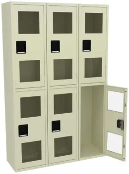 Three Dual-Tier Clear Lockers - C-Thru