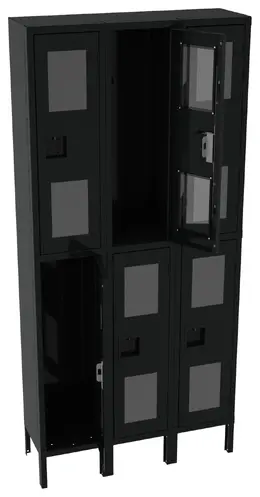 Three Dual-Tier Clear Lockers with Legs - C-Thru