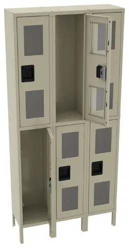 Three Dual-Tier Clear Lockers with Legs - C-Thru