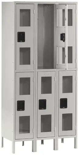 Three Dual-Tier Clear Lockers with Legs - C-Thru