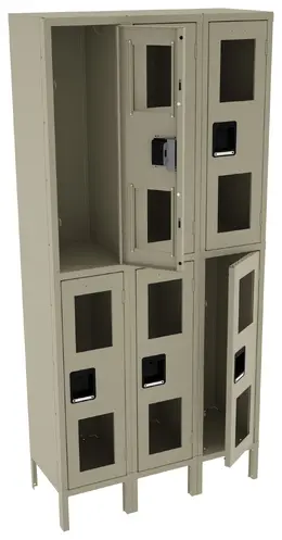 Three Dual-Tier Clear Lockers with Legs - C-Thru