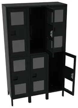 Three Dual-Tier Clear Lockers with Legs - C-Thru