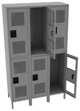 Three Dual-Tier Clear Lockers with Legs - C-Thru