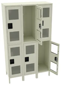 Three Dual-Tier Clear Lockers with Legs - C-Thru