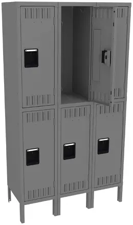 Three Double-Tier Lockers with Legs - Standard