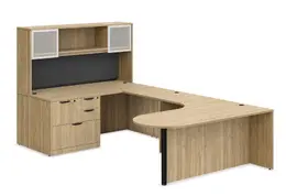 U Shaped Peninsula Desk with Hutch - PL Laminate