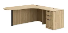 L Shaped Peninsula Desk with Drawers - PL Laminate