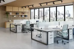 4 Person Workstation with Privacy Panels - Elements