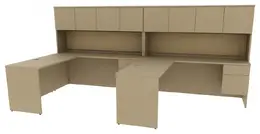 2 Person Desk with Hutch and Drawers - Concept 400E