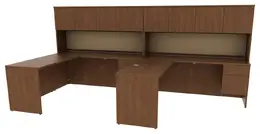 2 Person Desk with Hutch and Drawers - Concept 400E