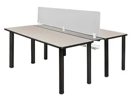 2 Person Workstation with Privacy Panels - Fusion