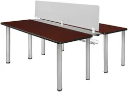 2 Person Workstation with Privacy Panels - Fusion