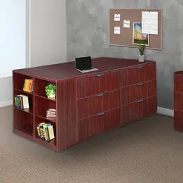 Lateral File Quad with Bookcase - Legacy