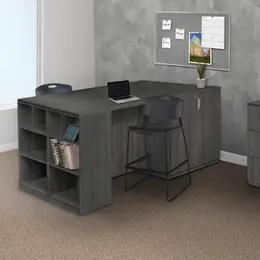 2 Person Standing Desk with Storage Cabinets - Legacy
