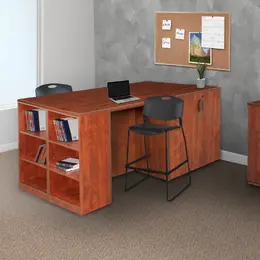 2 Person Standing Desk with Storage Cabinets - Legacy