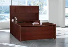 Bow Front U Shaped Desk with Hutch - Napa