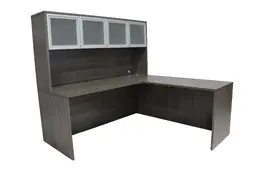 L Shaped Desk with Hutch - Amber