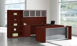 U Shaped Desk with Bookcase - Napa