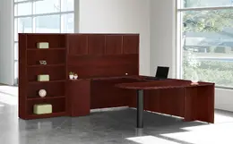 U Shaped Peninsula Desk with Bookcase - Napa