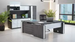 Height Adjustable L Shape Desk with Storage - Elevare