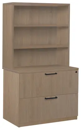Lateral File Cabinet with Bookcase Hutch - Amber