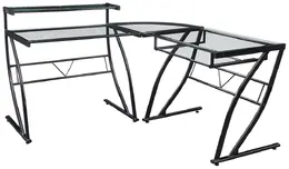 L Shaped Glass Desk - Constellation