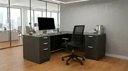L Shaped Desk with Drawers - HL