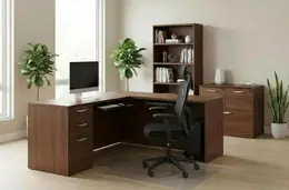 L Shaped Desk with Storage - HL