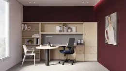 L Shaped Peninsula Desk with Storage - Concept 70