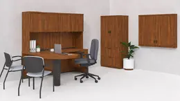 L Shaped Peninsula Desk with Storage and Whiteboard