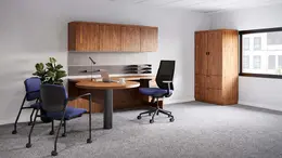 L Shaped Peninsula Desk with Storage Set - Concept 70