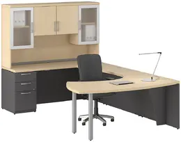 U Shaped Desk with Hutch and Drawers - Morpheo