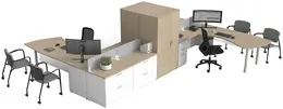 2 Person Workstation Desk with Storage - Morpheo
