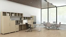 L Shaped Desk with Storage - Quad