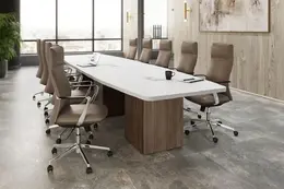 Boat Shape Conference Table and Chairs Set - PL Laminate