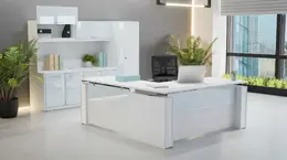 Height Adjustable L Shape Desk with Storage Set - Elevare