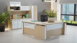 Height Adjustable L Shape Desk with Storage Set - Elevare