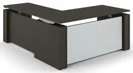 Standing L Desk with Glass Modesty Panel - Elevare