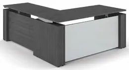 Standing L Desk with Glass Modesty Panel - Elevare