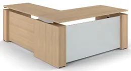 Standing L Desk with Glass Modesty Panel - Elevare
