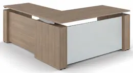 Standing L Desk with Glass Modesty Panel - Elevare