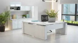 L Shaped Standing Desk with Storage Set - Elevare